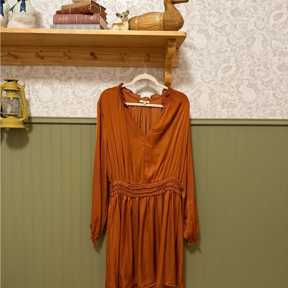 Rust Orange Long Sleeve Dress
